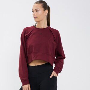 NWT ADIDAS Power Aeroready Crop Cover-up Sweatshirt IN SHADOW RED / BLACK